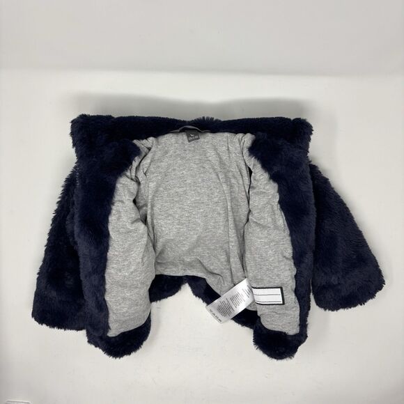 EDDIE BAUER Toddler Faux Fur Teddy Bear Plush Fuzzy Hoodie Blue Size 12-18 Mo - Picture 3 of 7